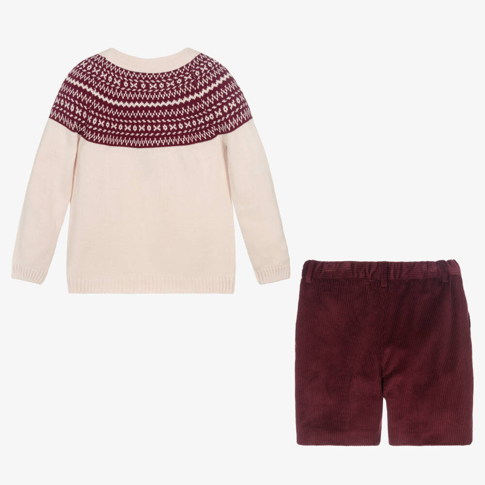 Artesanía Granlei-Boys Burgundy Corduroy Outfit Set | Childrensalon Outlet