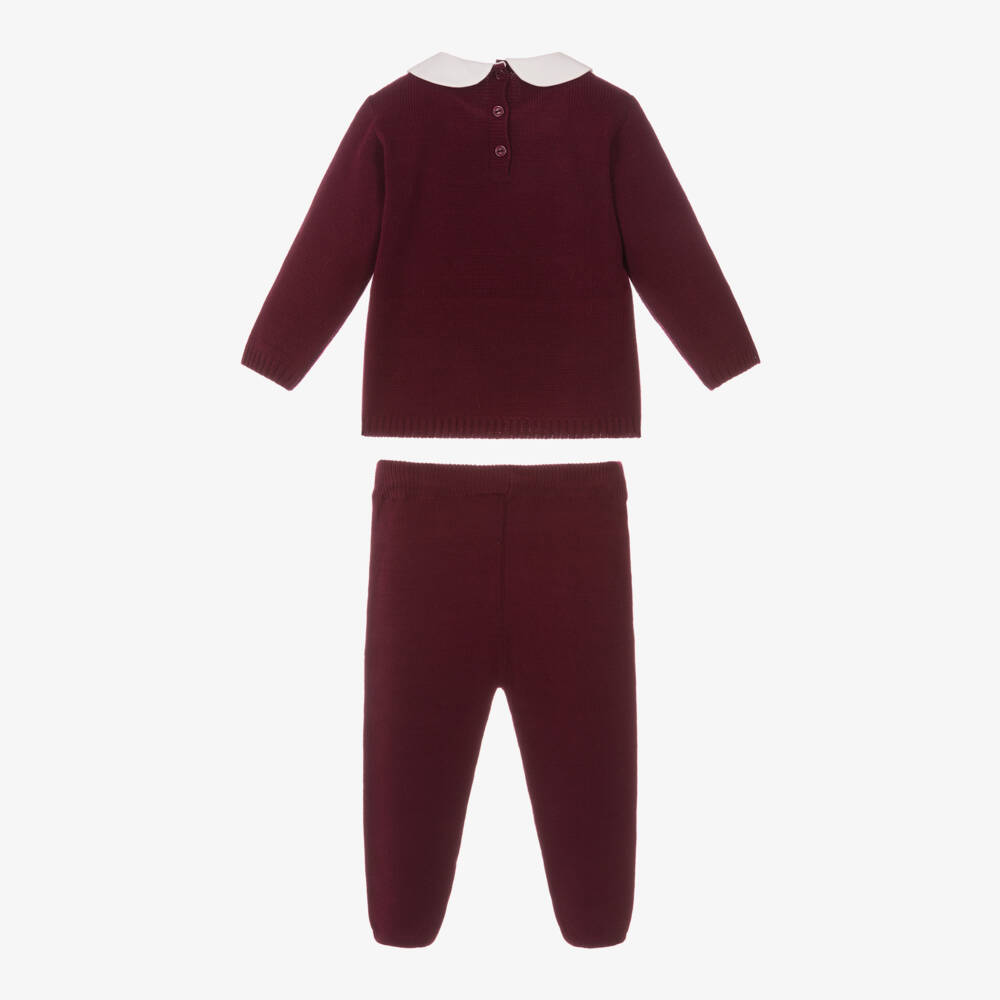 Artesanía Granlei-Boys Burgundy Knitted Trouser Set | Childrensalon Outlet
