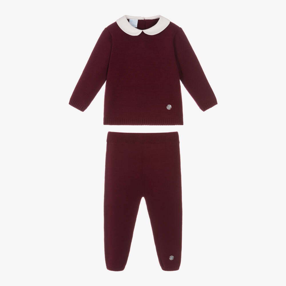 Artesanía Granlei-Boys Burgundy Knitted Trouser Set | Childrensalon Outlet