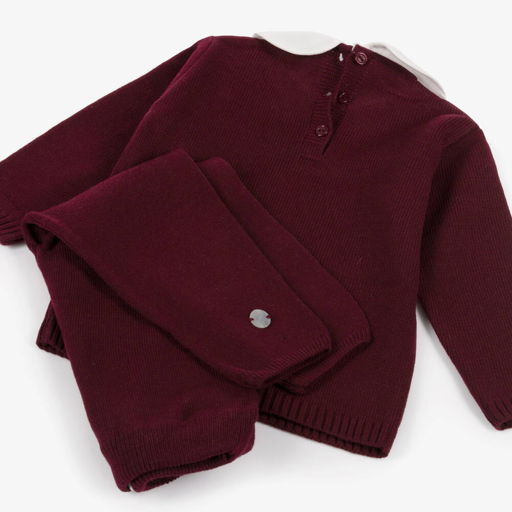 Artesanía Granlei-Boys Burgundy Knitted Trouser Set | Childrensalon Outlet