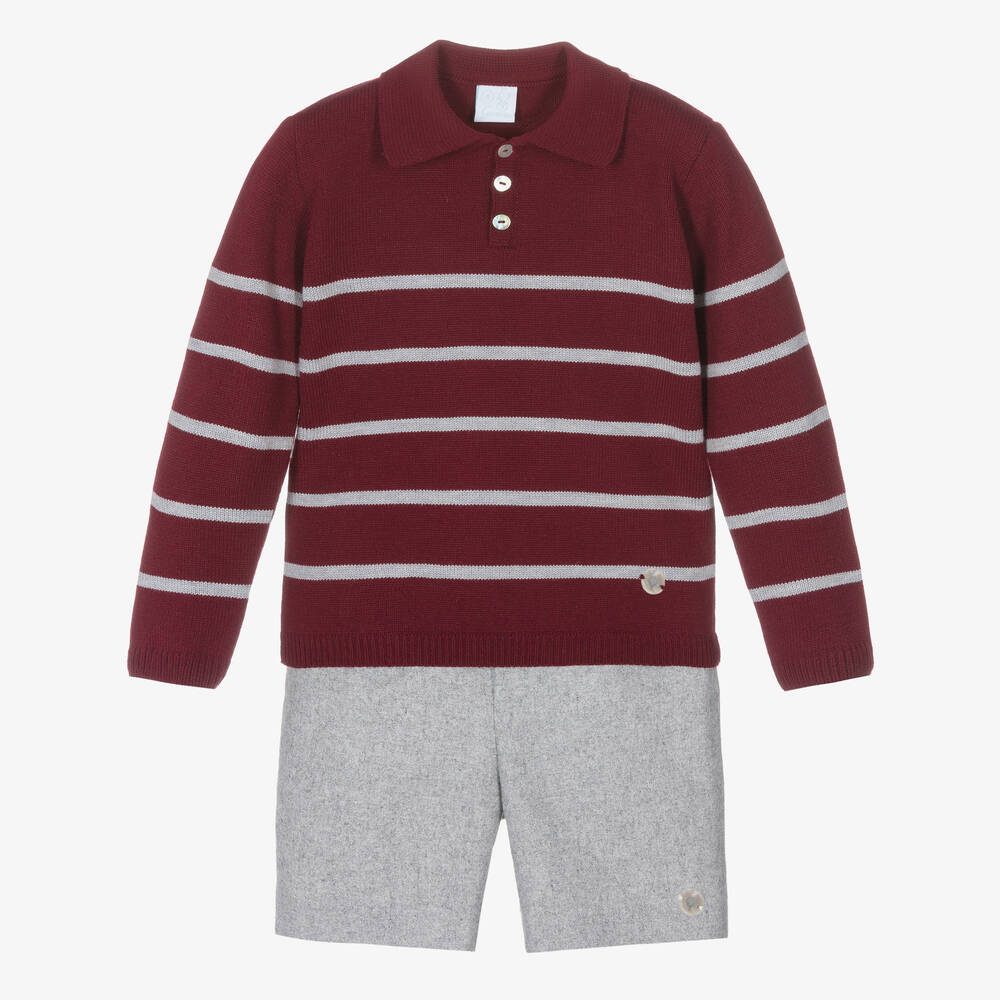 Artesanía Granlei - Бордовый свитер и серые шорты для мальчиков | Childrensalon