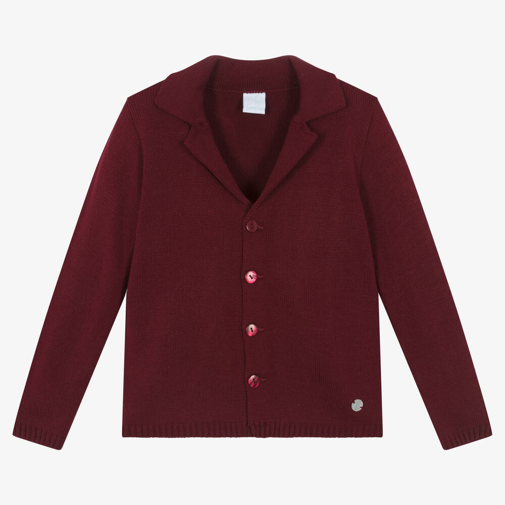 Artesanía Granlei-Boys Burgundy Red Knitted Cardigan | Childrensalon Outlet