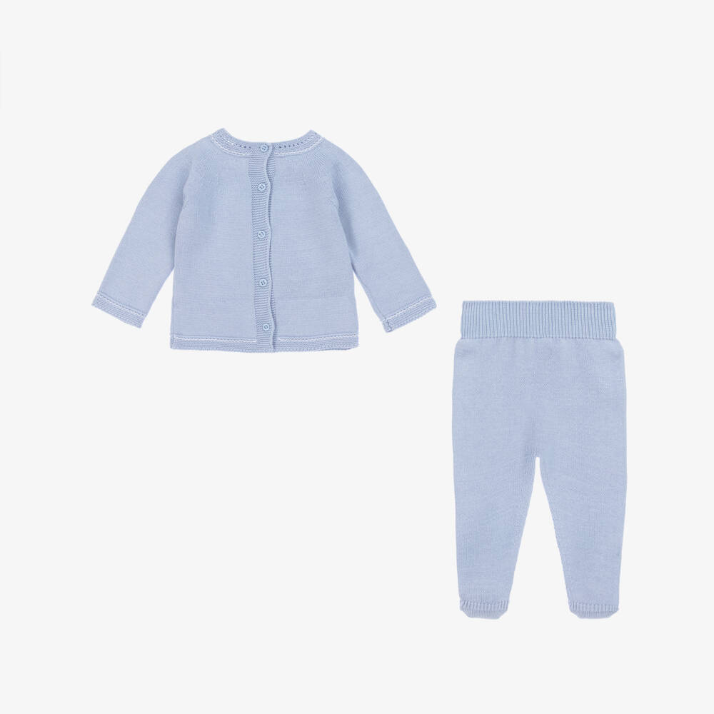 Artesanía Granlei-Boys Charming Blue Bunny Knit Set | Childrensalon Outlet