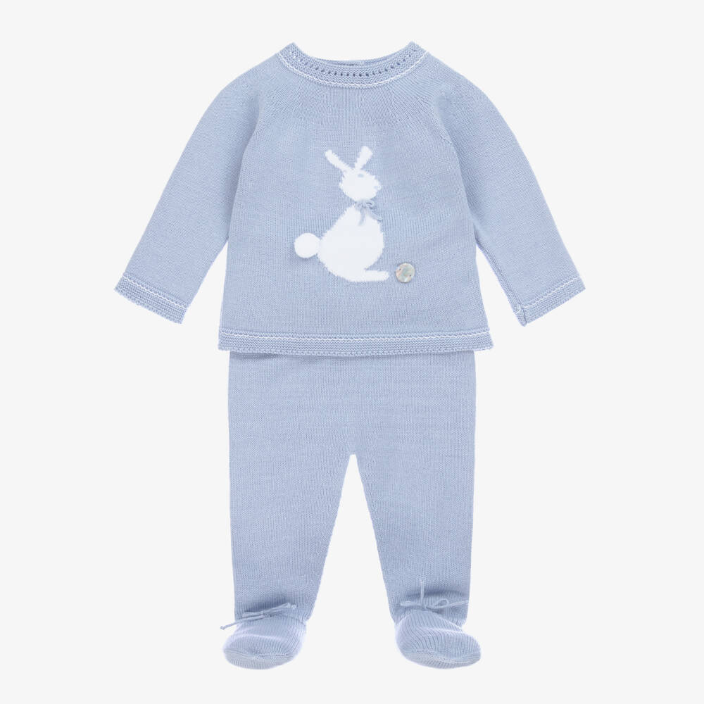 Artesanía Granlei-Boys Charming Blue Bunny Knit Set | Childrensalon Outlet
