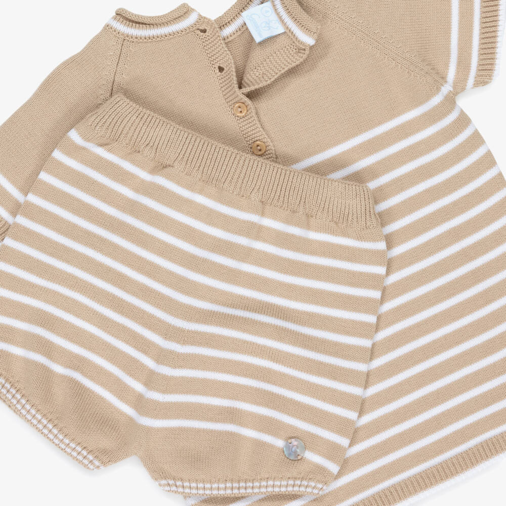 Artesanía Granlei-Boys Classic Beige Knit Ensemble | Childrensalon Outlet