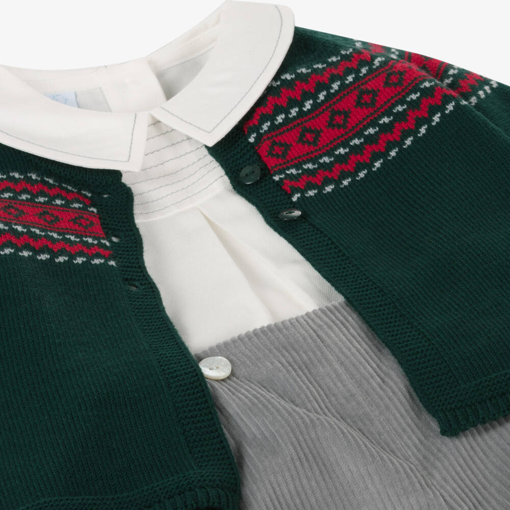 ارتيزانيا  غرانلي-طقم شورت مخمل لون رمادي للأولاد | Childrensalon Outlet