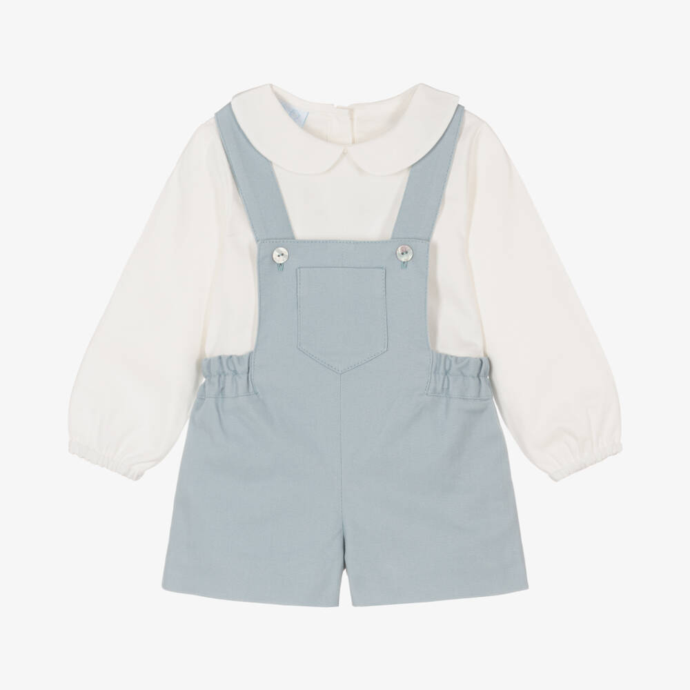 Artesanía Granlei-Boys Cotton Blue Dungaree Outfit | Childrensalon Outlet