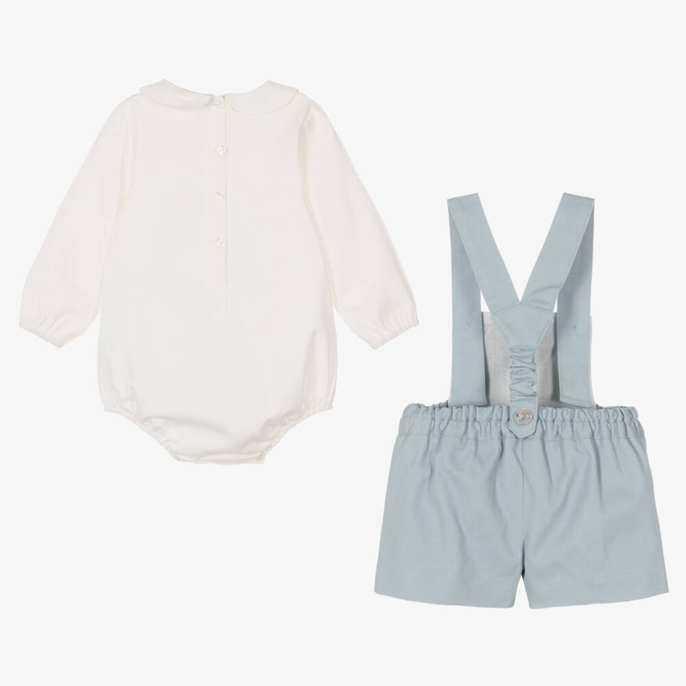 Artesanía Granlei-Boys Cotton Blue Dungaree Outfit | Childrensalon Outlet