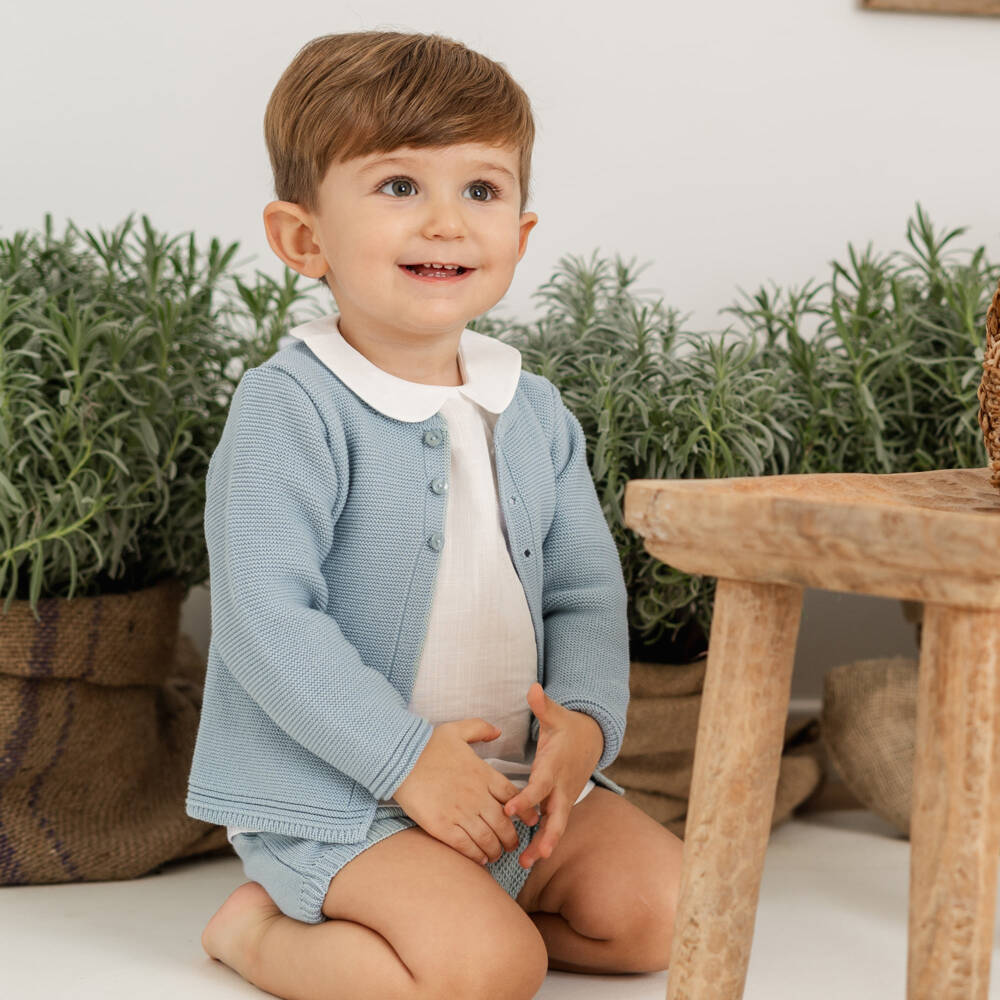 Artesanía Granlei-Boys Cozy Blue Knit Ensemble | Childrensalon Outlet