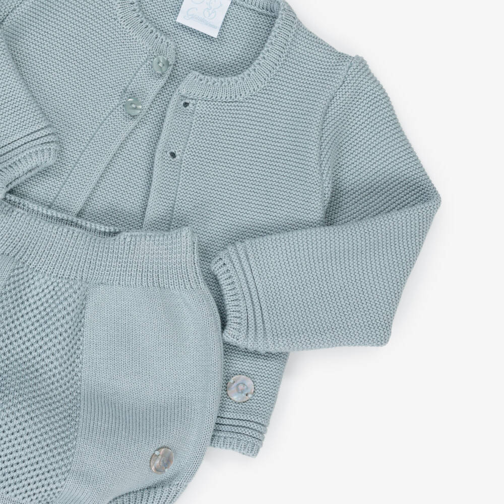 Artesanía Granlei-Boys Cozy Blue Knit Ensemble | Childrensalon Outlet