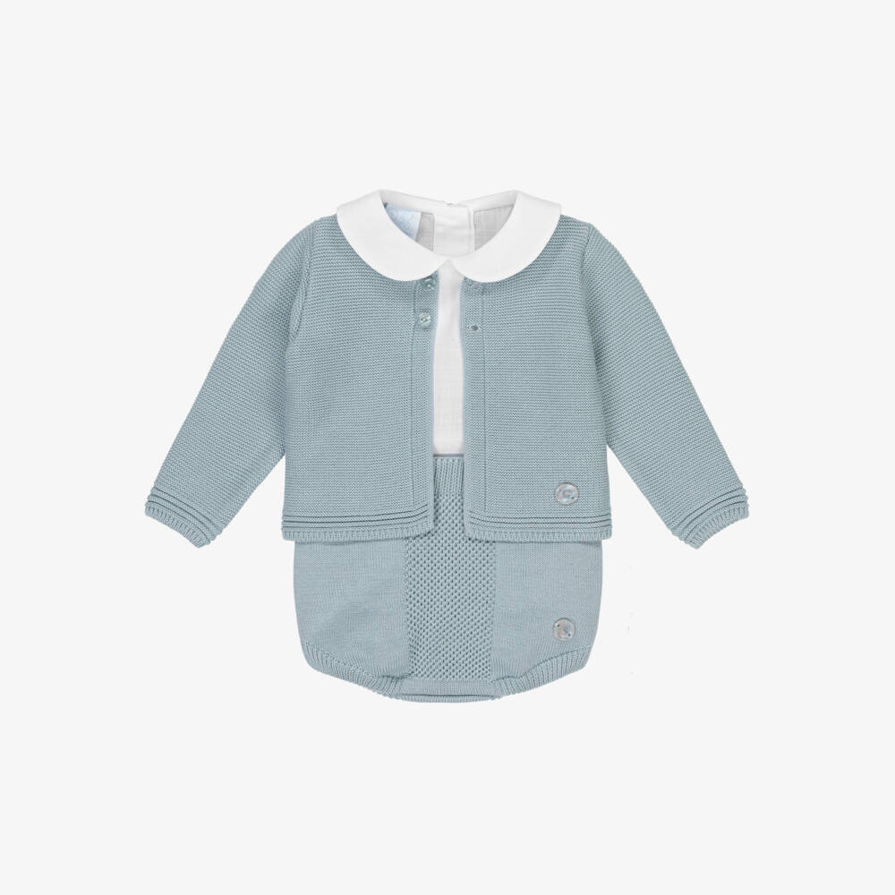 Artesanía Granlei-Boys Cozy Blue Knit Ensemble | Childrensalon Outlet