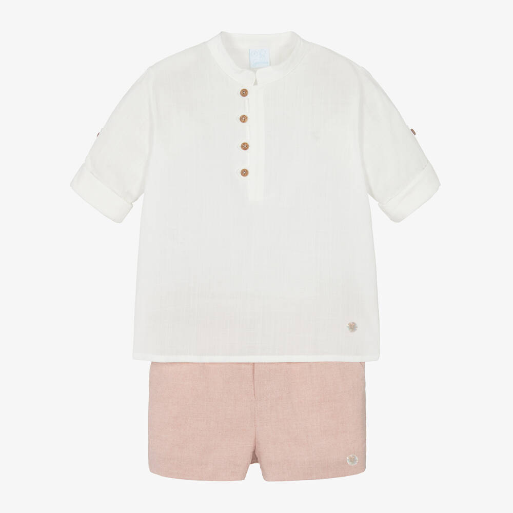 Artesanía Granlei-Летний комплект кремовый и розовый для мальчиков | Childrensalon Outlet
