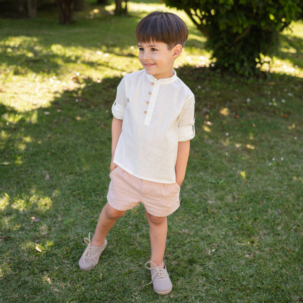 Artesanía Granlei-Летний комплект кремовый и розовый для мальчиков | Childrensalon Outlet