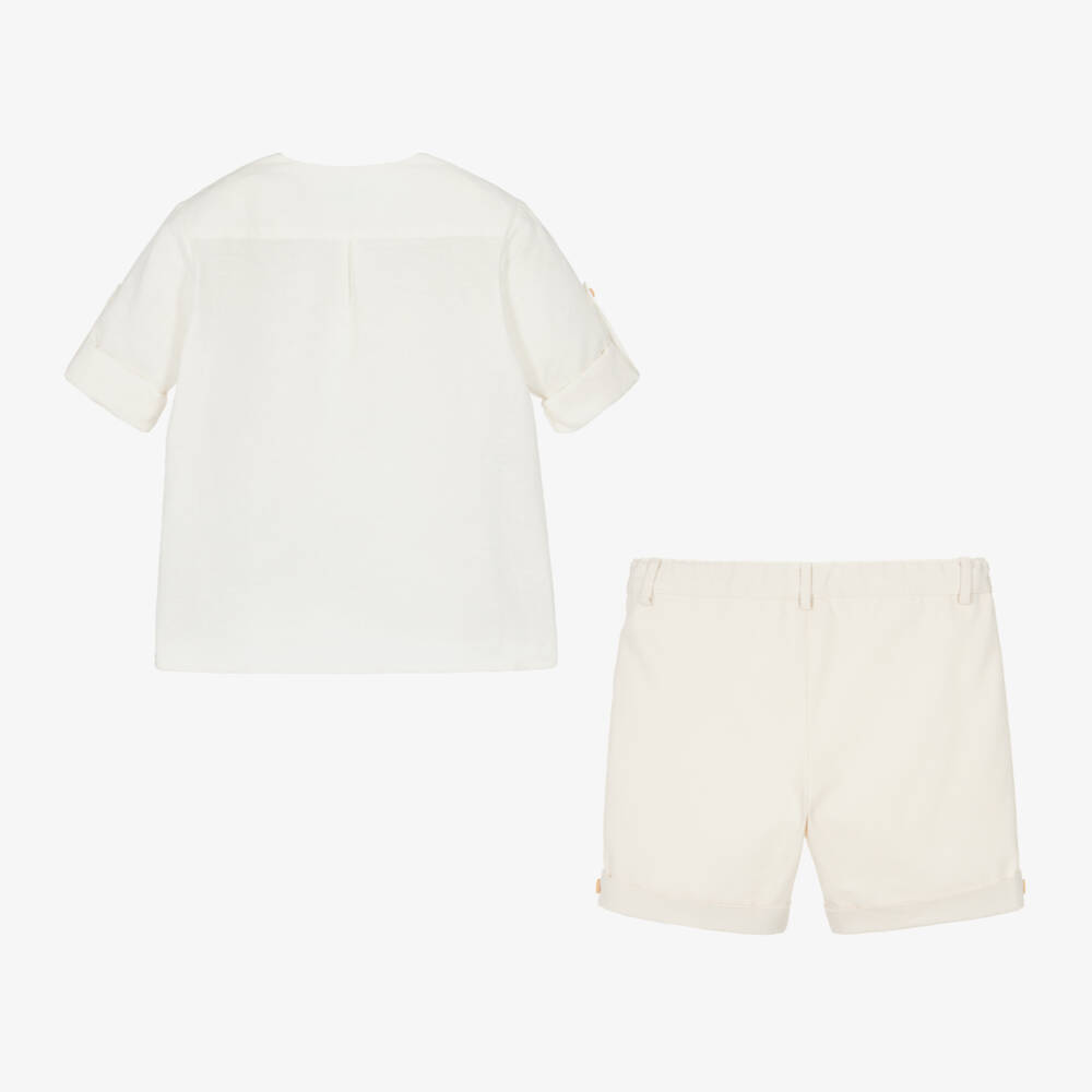 Artesanía Granlei-Boys Cream Linen-Cotton Ensemble | Childrensalon Outlet