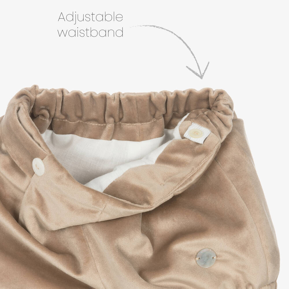 Artesanía Granlei-Белая блузка и бежевые бархатные шорты | Childrensalon Outlet