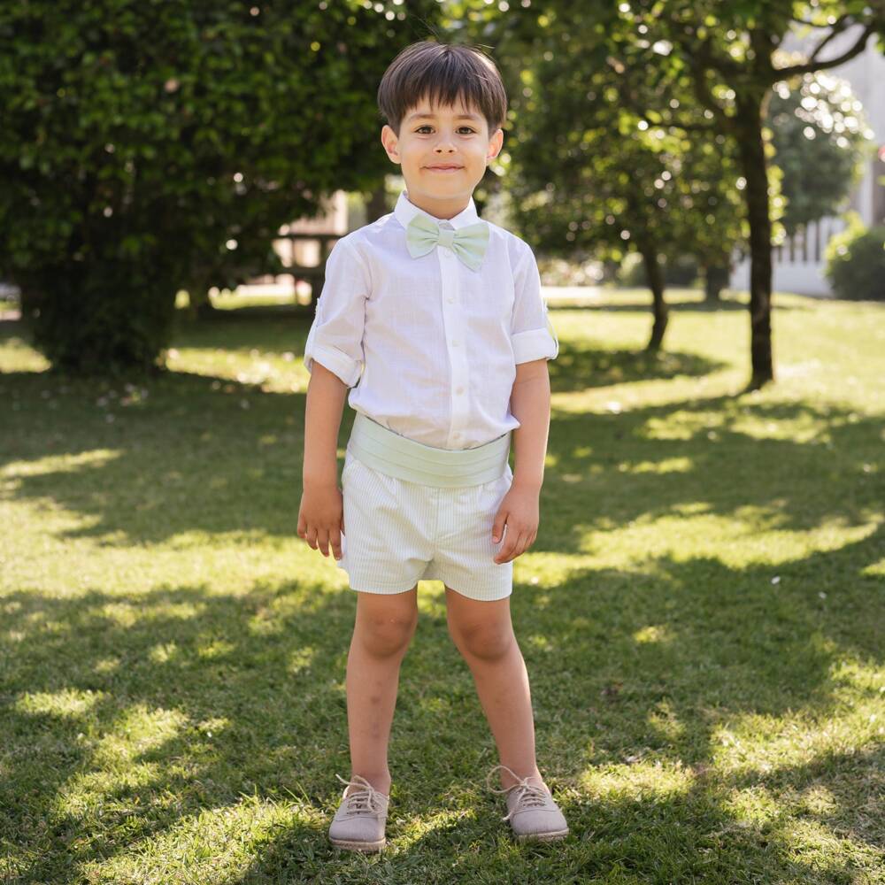 Artesanía Granlei-Boys Elegant Green Cotton Ensemble | Childrensalon Outlet