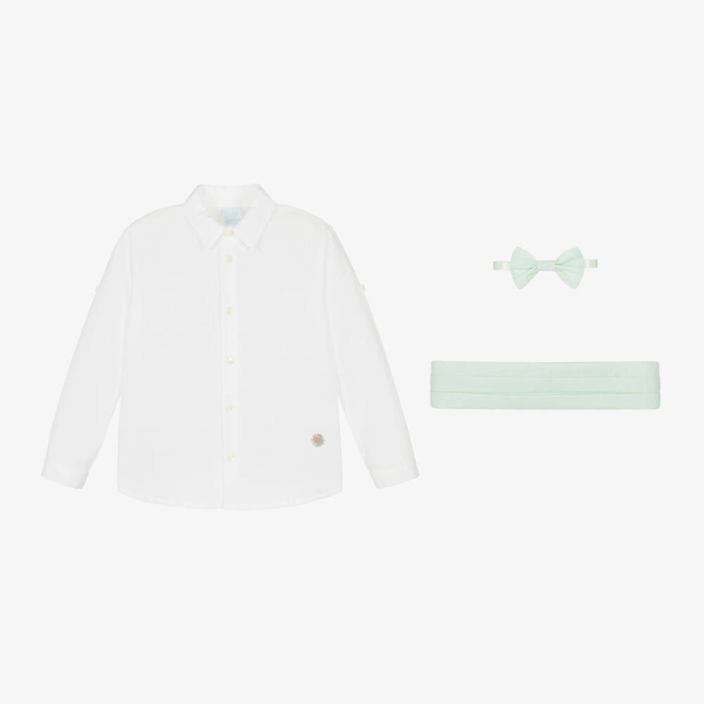 Artesanía Granlei-Boys Elegant Green Cotton Ensemble | Childrensalon Outlet