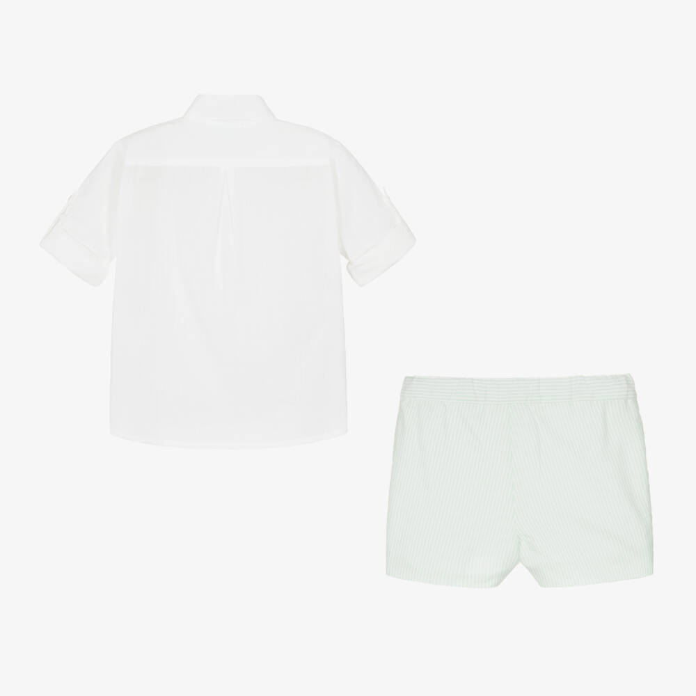 Artesanía Granlei-Boys Elegant Green Cotton Ensemble | Childrensalon Outlet