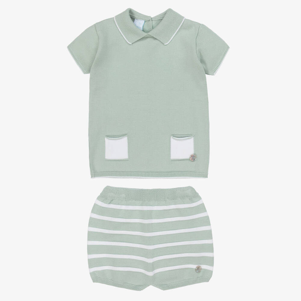 Artesanía Granlei-طقم صيفي محبوك باللون الزمردي للأولاد | Childrensalon Outlet