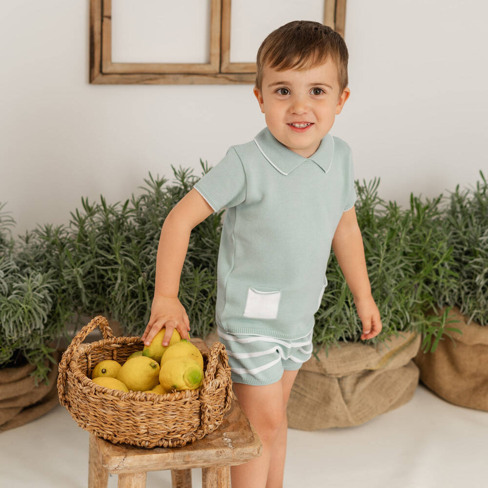 Artesanía Granlei-طقم صيفي محبوك باللون الزمردي للأولاد | Childrensalon Outlet