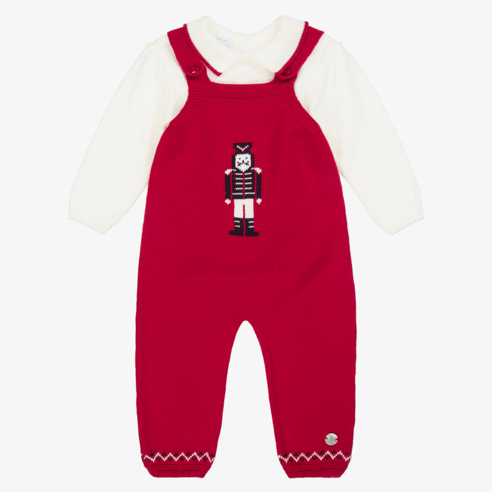 Artesanía Granlei-طقم سالوبيت صوفي أحمر احتفالي للأولاد | Childrensalon Outlet