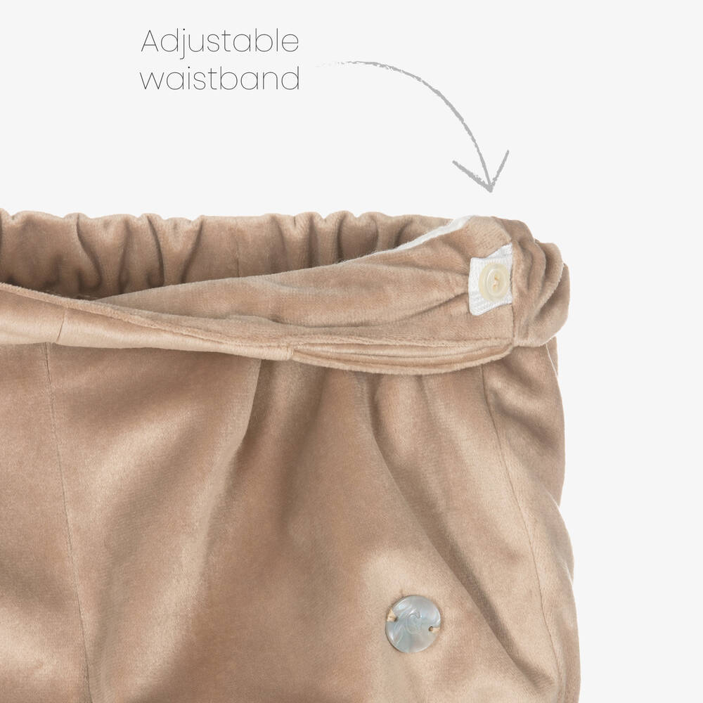 Artesanía Granlei-Boys Green & Beige Velvet Shorts Set | Childrensalon Outlet