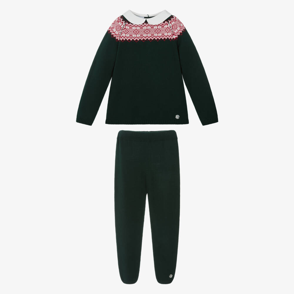 Artesanía Granlei-Boys Green Fairisle Knit Outfit | Childrensalon Outlet