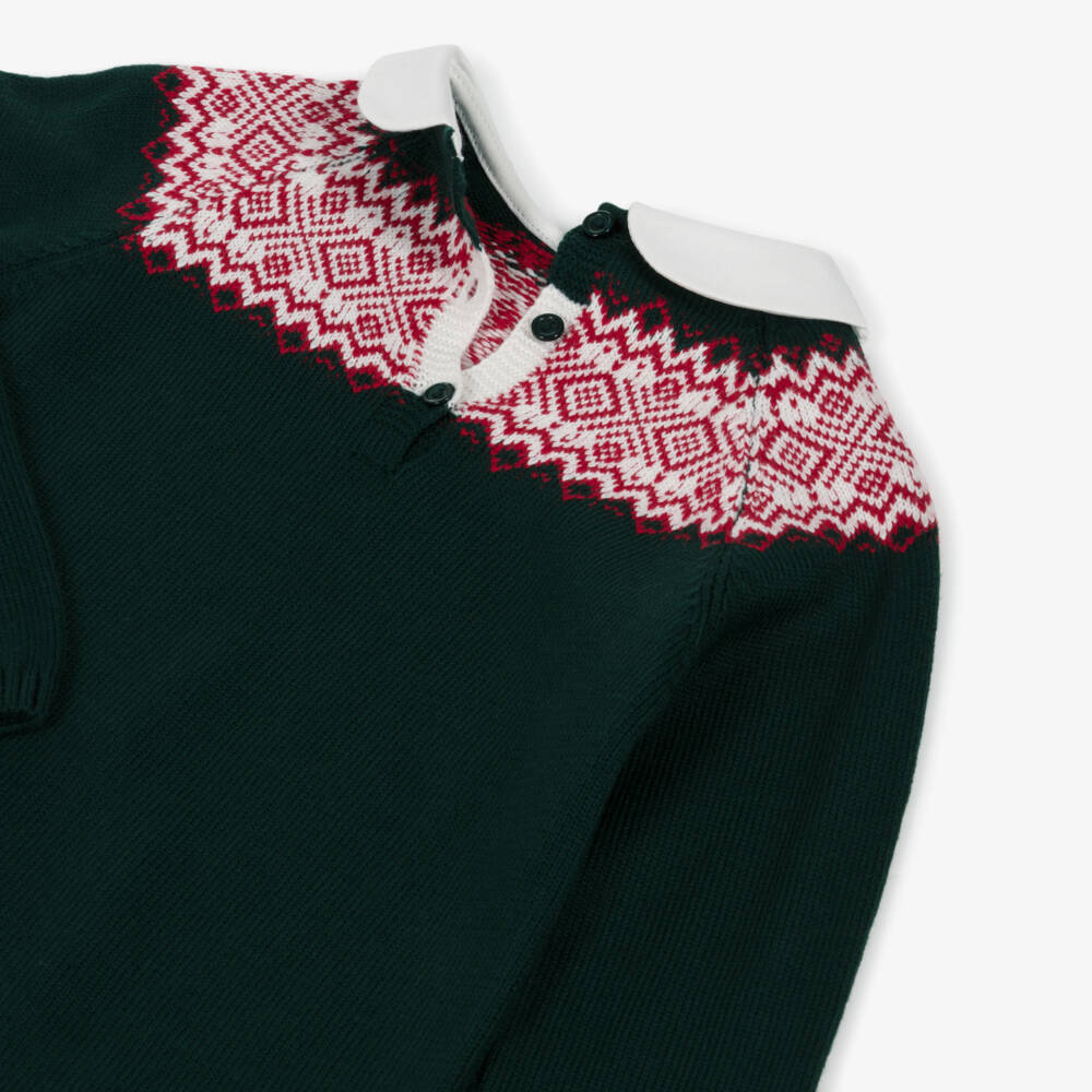 Artesanía Granlei-Boys Green Fairisle Knit Outfit | Childrensalon Outlet