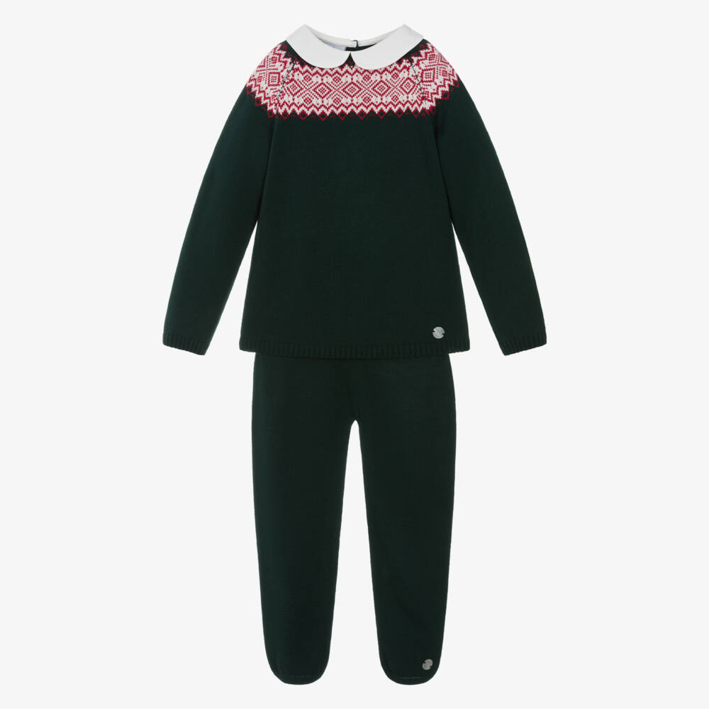 Artesanía Granlei-Boys Green Fairisle Knit Outfit | Childrensalon Outlet