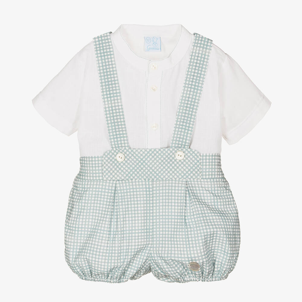 Artesanía Granlei - Ensemble short vert vichy garçon | Childrensalon