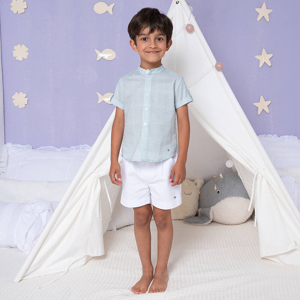 ارتيزانيا  غرانلي-طقم شورت قطن لون أخضر وأبيض للأولاد | Childrensalon Outlet