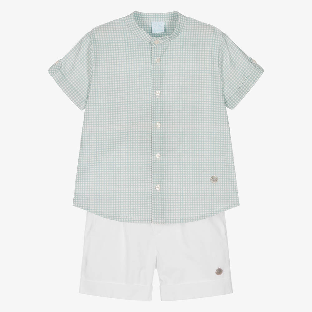 Artesanía Granlei - Рубашка в зеленую клетку и шорты из хлопка | Childrensalon