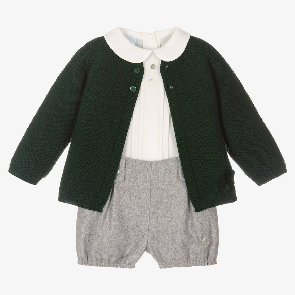 Artesanía Granlei - Boys Green & Grey Shorts Set | Childrensalon