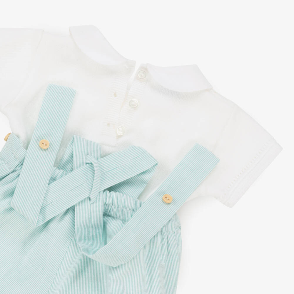 Artesanía Granlei-Boys Green-Hued Striped Dungarees | Childrensalon Outlet