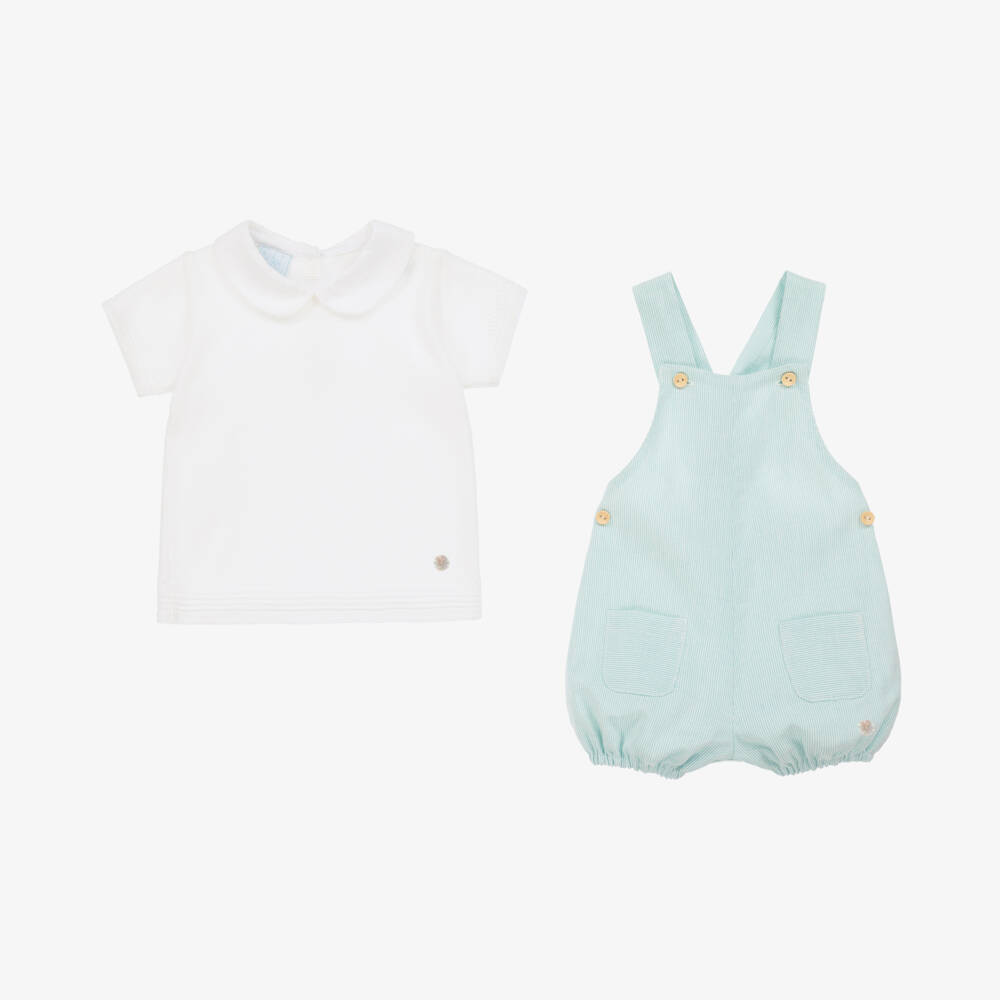 Artesanía Granlei-Boys Green-Hued Striped Dungarees | Childrensalon Outlet