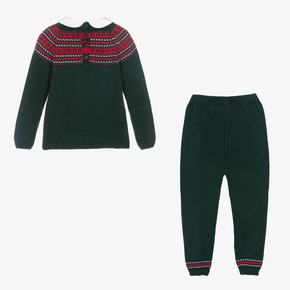 Artesanía Granlei-طقم بنطلون محبوك لون أخضر للأولاد | Childrensalon Outlet