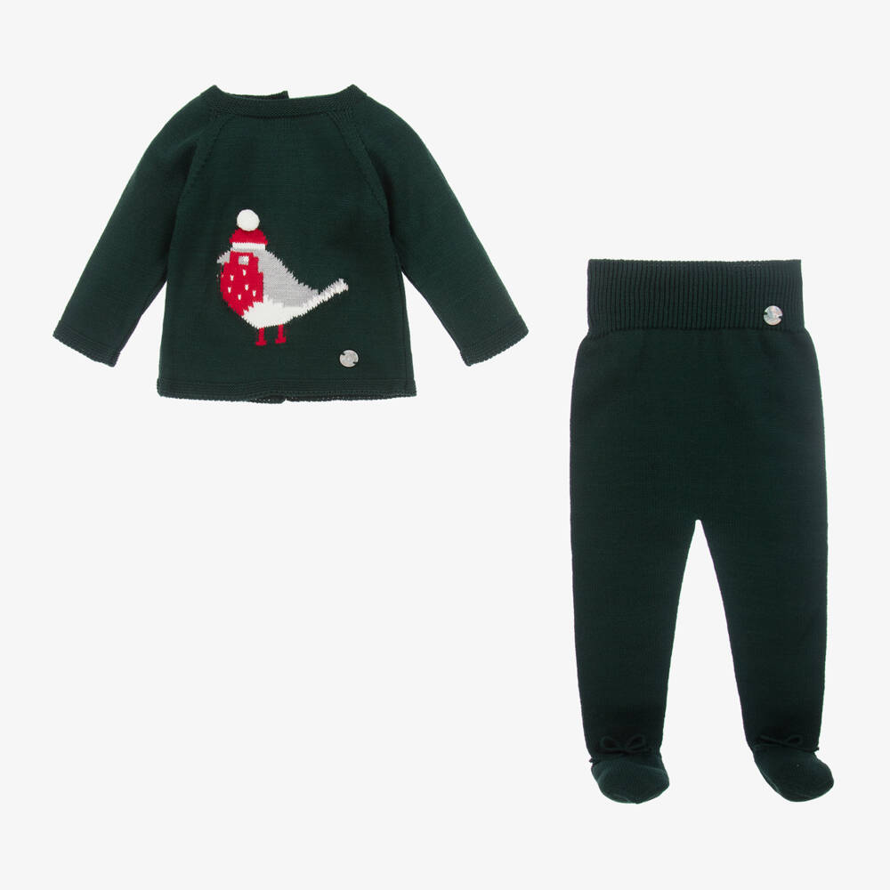 Artesanía Granlei-Boys Green Knit Robin Set | Childrensalon Outlet
