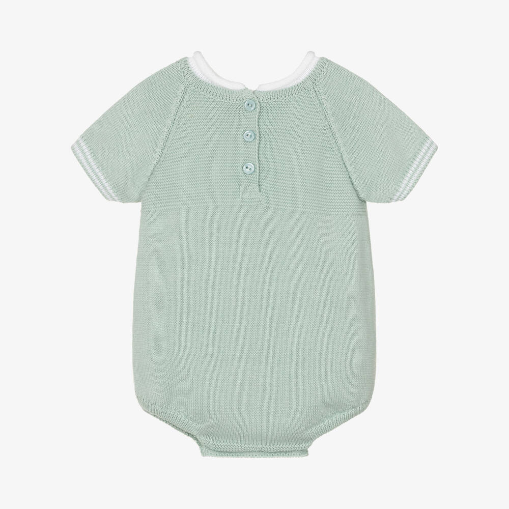 Artesanía Granlei-Boys Green Knit Summer Romper | Childrensalon Outlet