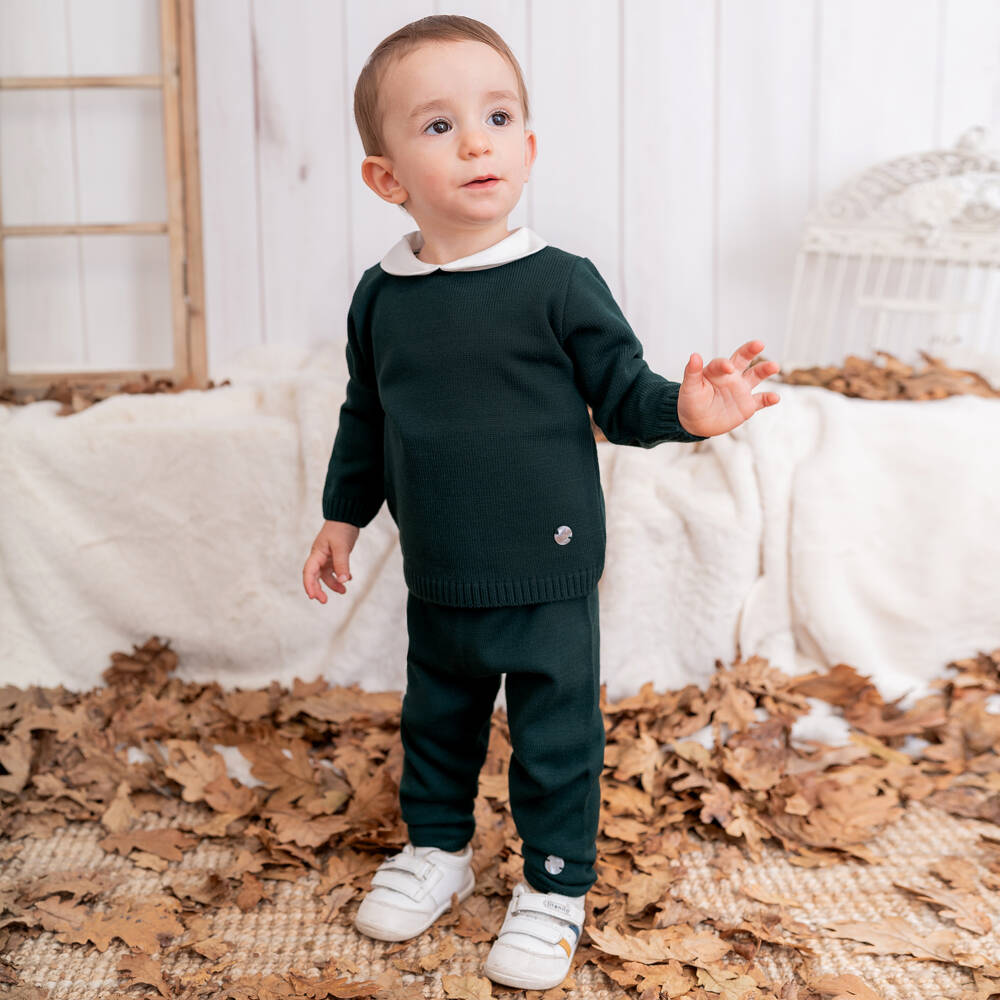 Artesanía Granlei-Boys Green Knit Trousers Outfit | Childrensalon Outlet