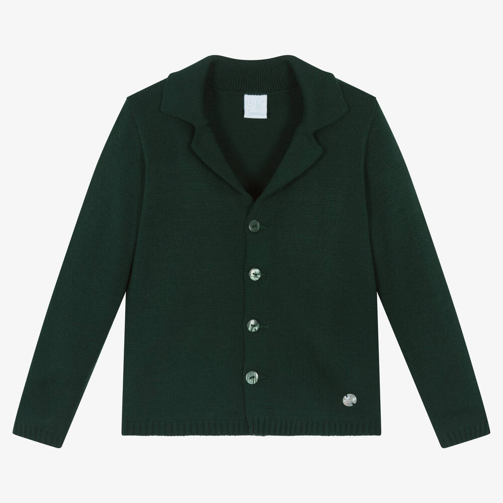 Artesanía Granlei - Boys Green Knitted Cardigan | Childrensalon