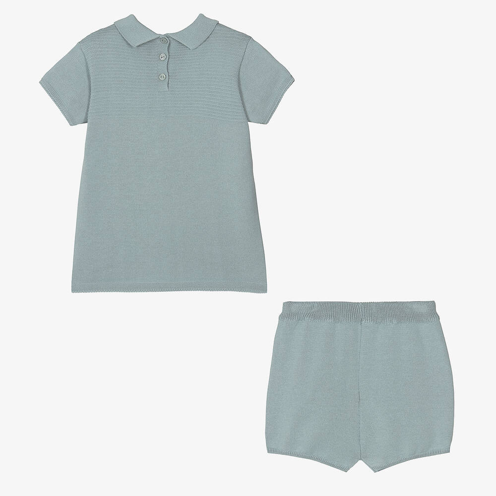 Artesanía Granlei-Boys Green Knitted Shorts Set | Childrensalon Outlet
