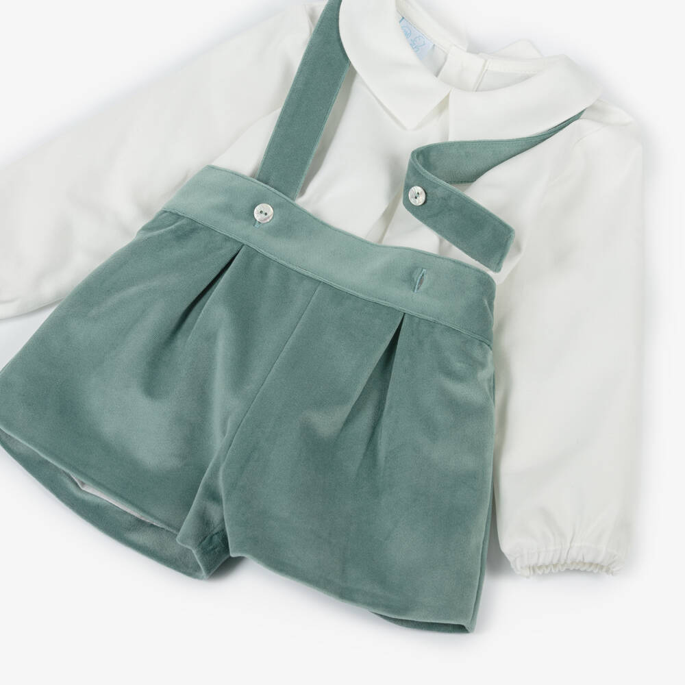 Artesanía Granlei-Boys Green Velvet Outfit Set | Childrensalon Outlet