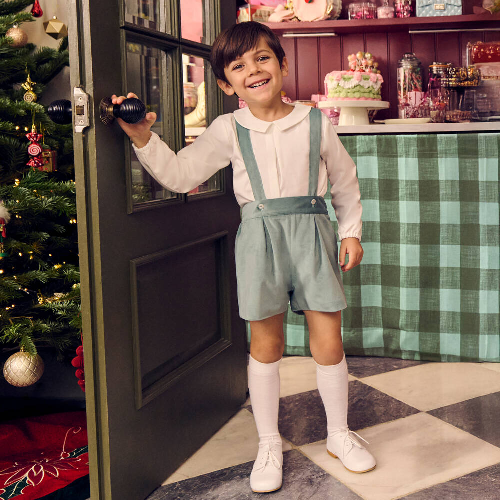 Artesanía Granlei-Boys Green Velvet Outfit Set | Childrensalon Outlet