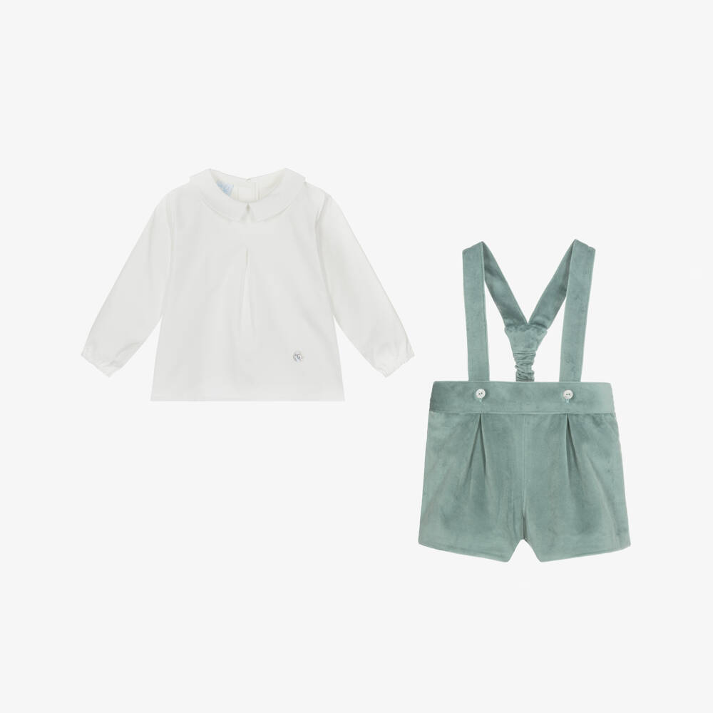 Artesanía Granlei-Boys Green Velvet Outfit Set | Childrensalon Outlet