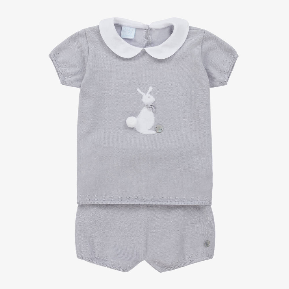 Artesanía Granlei-طقم شورت مزيج قطن محبوك لون رمادي للأولاد | Childrensalon Outlet