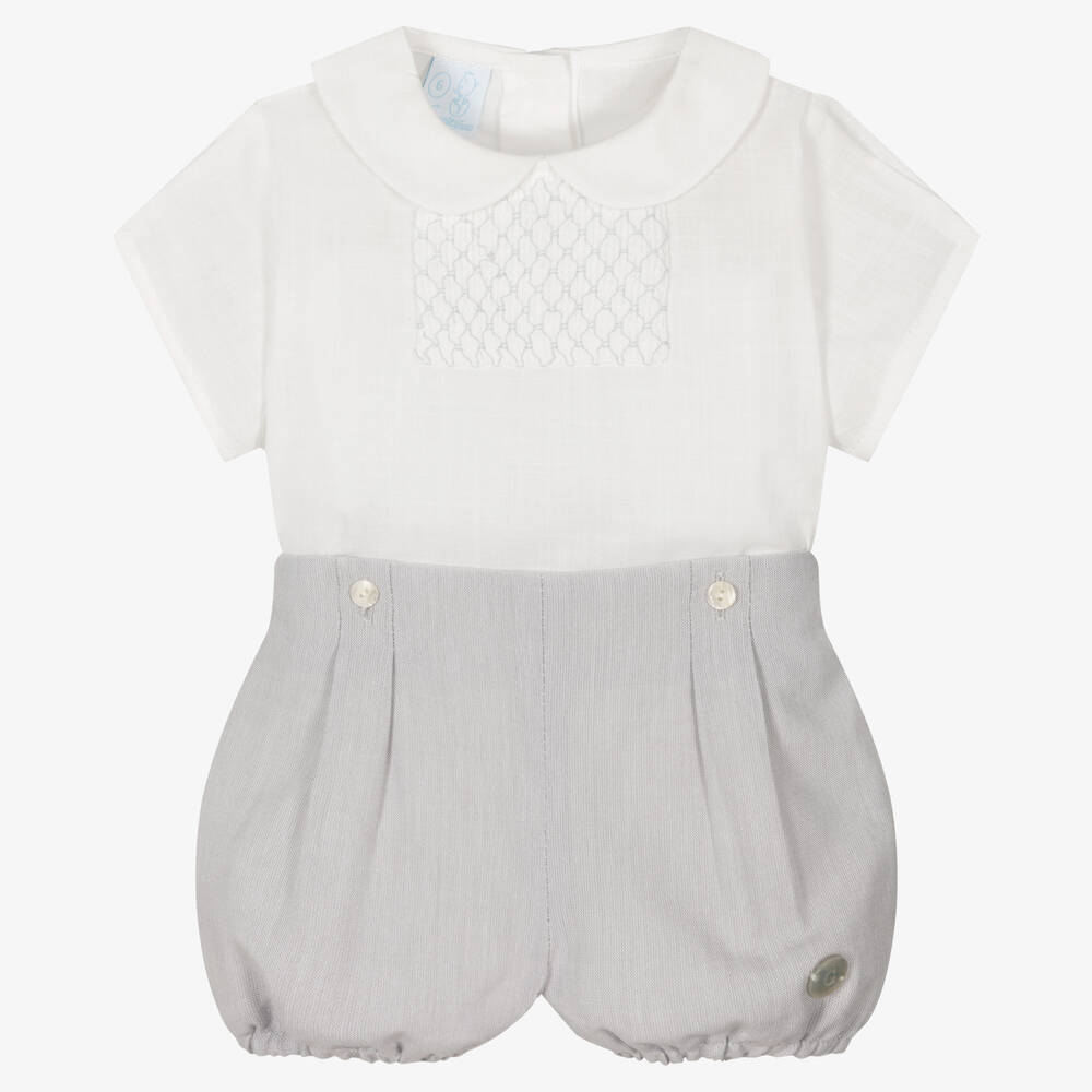 Artesanía Granlei - Ensemble short gris à boutons | Childrensalon