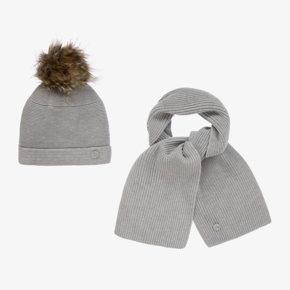 Artesanía Granlei-Boys Grey Knit Hat & Scarf Duo | Childrensalon Outlet