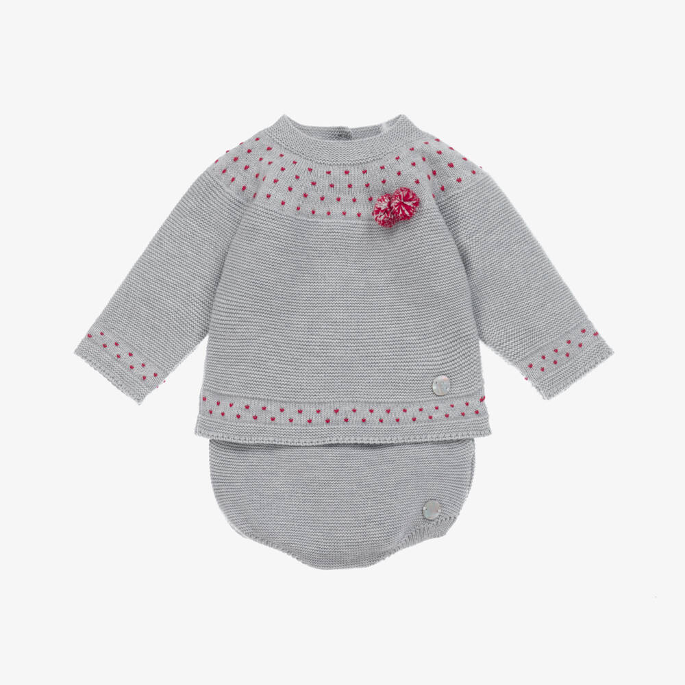 Artesanía Granlei-Boys Grey Knit Shorts Ensemble | Childrensalon Outlet