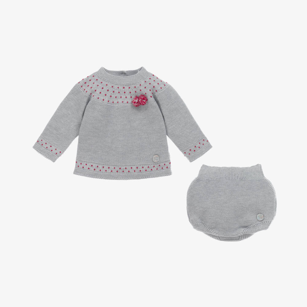 Artesanía Granlei-طقم شورت محبوك لون رمادي للمواليد | Childrensalon Outlet