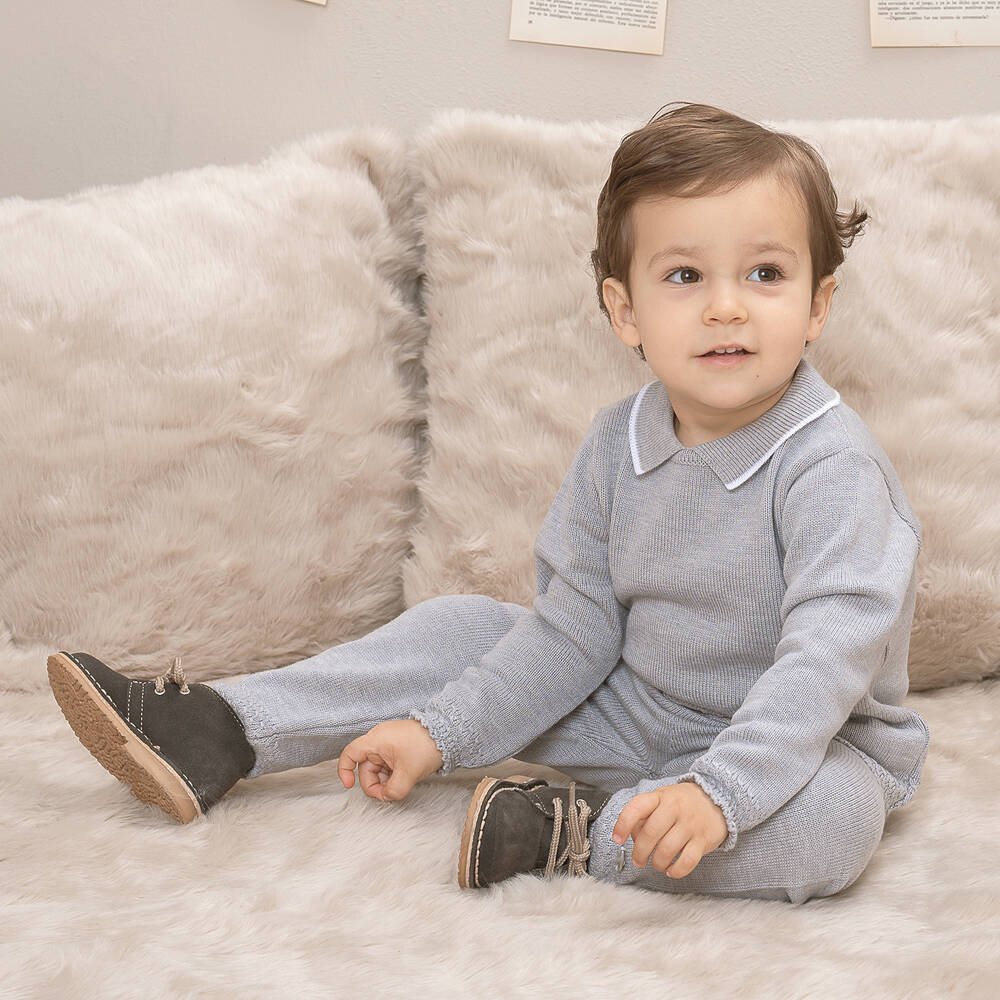 Artesanía Granlei-Boys Grey Knitted Trouser Set | Childrensalon Outlet